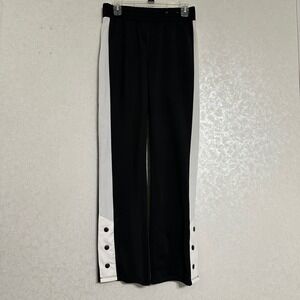 Flirtitude Active Black Flirty Jogger Pants White Side Stripe Snap Button Sz S